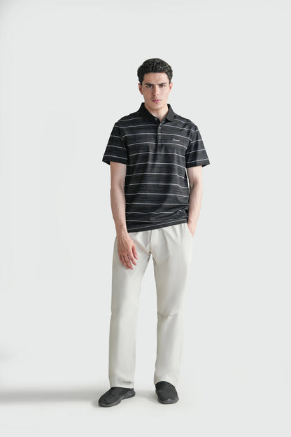 SMART FIT CLASSIC PREMIUM STRIPED POLO SHIRT BLACK