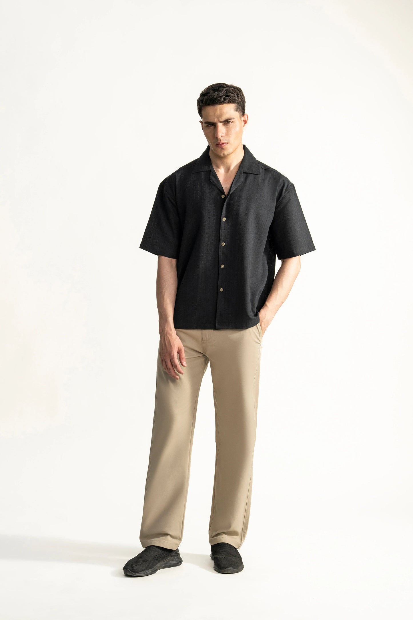 SMART FIT CLASSIC PREMIUM STRIPED POLO SHIRT BLACK